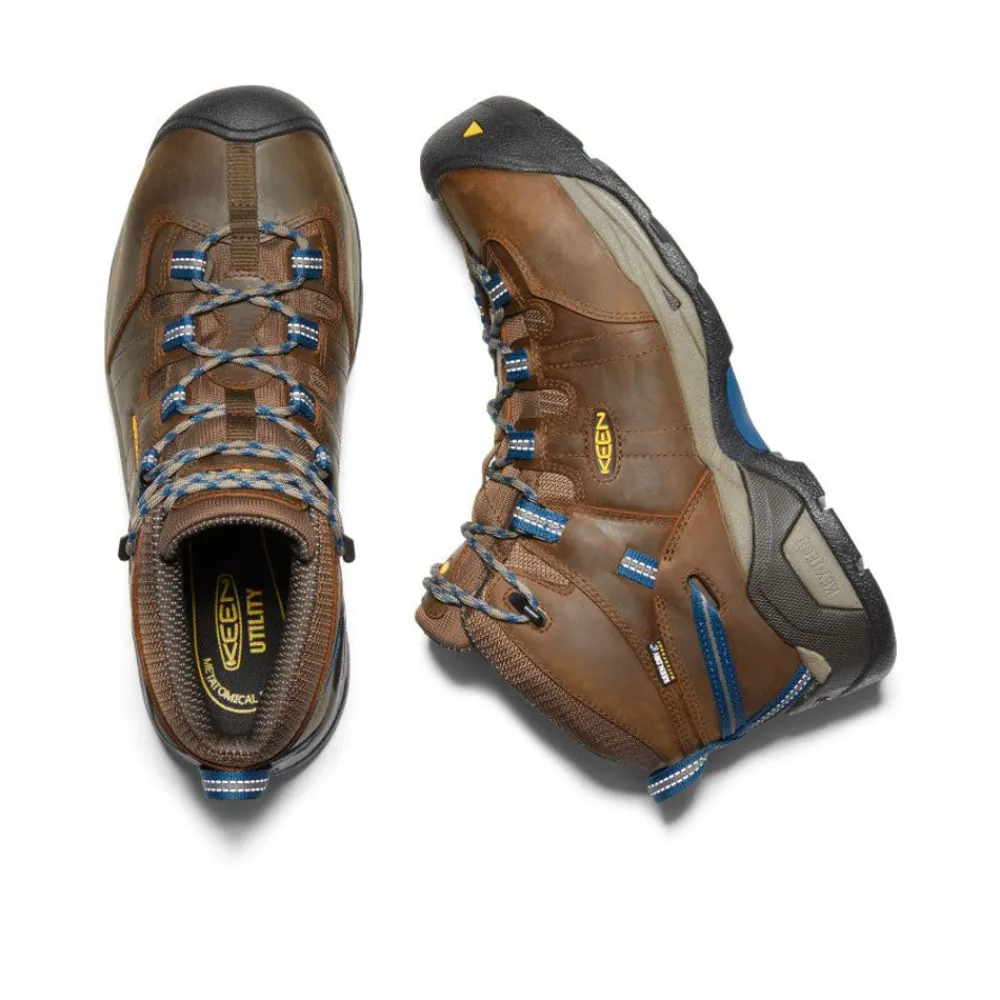 Sale Men'S Detroit Xt Waterproof Boot (Steel Toe) | Cascade Brown/Orion Blue Men Work Boots & Shoes