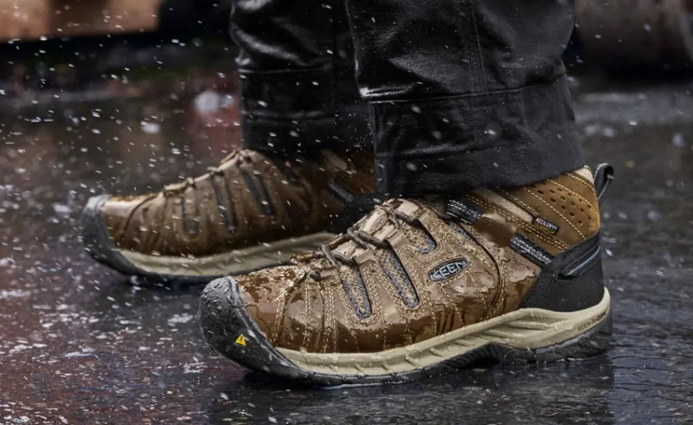 Clearance Men'S Flint Ii Waterproof Boot (Steel Toe) | Cascade Brown/Orion Blue Men Work Boots & Shoes