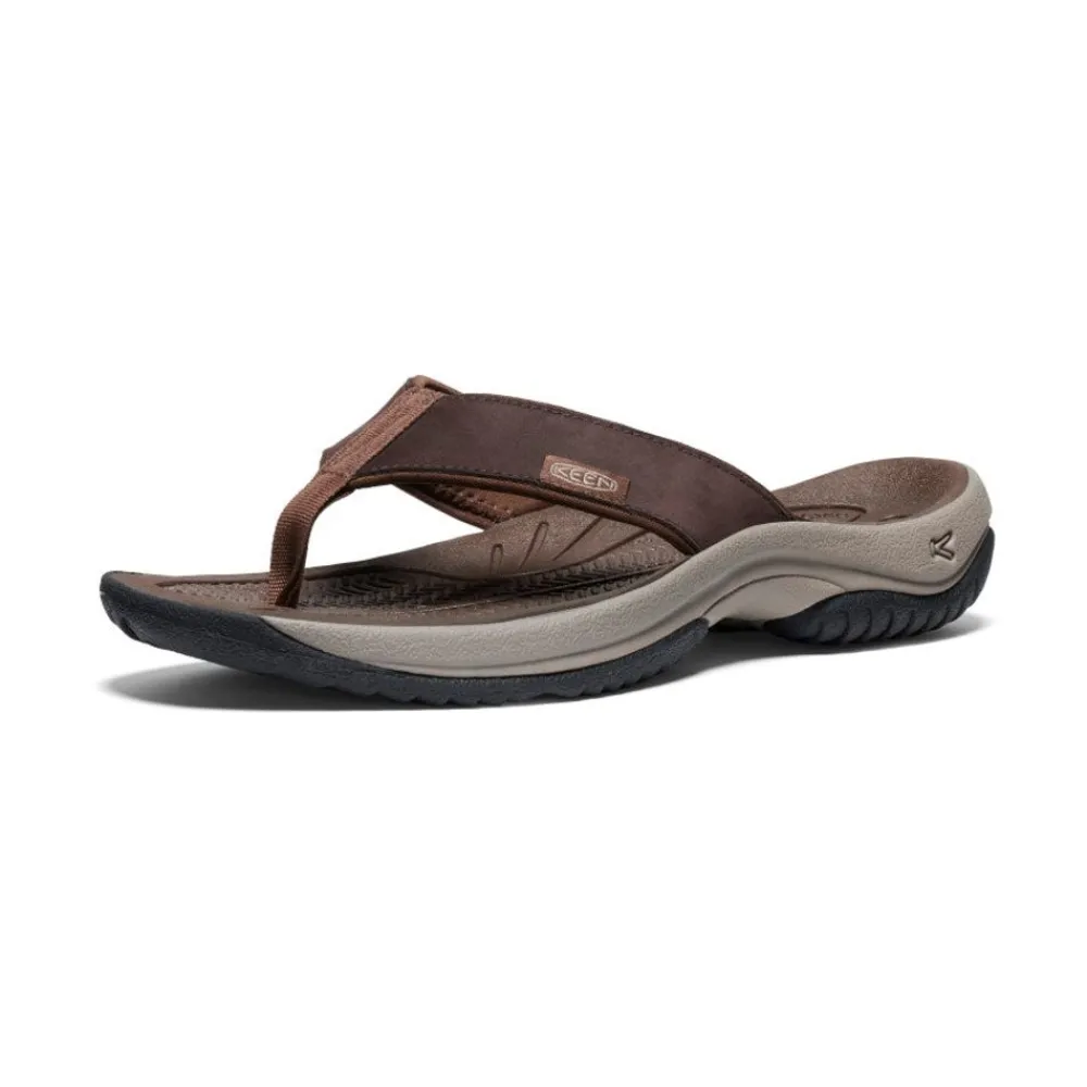 Outlet Men'S Kona Leather Flip-Flop | Java/Dark Earth Men Slip-Ons