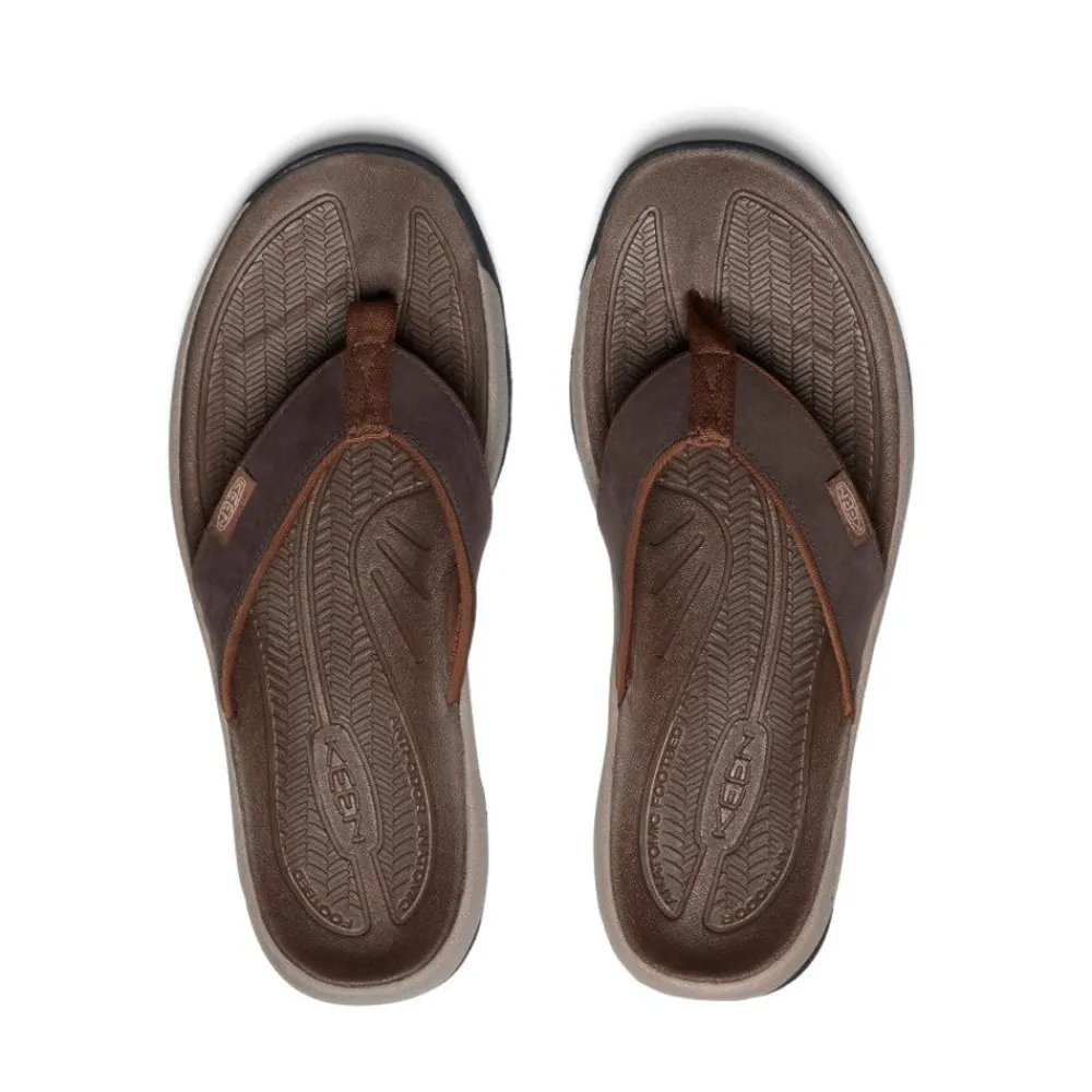 Outlet Men'S Kona Leather Flip-Flop | Java/Dark Earth Men Slip-Ons