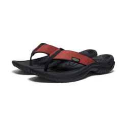 Hot Men'S Kona Leather Flip-Flop | Fired Brick/Black Men Slip-Ons