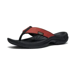 Hot Men'S Kona Leather Flip-Flop | Fired Brick/Black Men Slip-Ons
