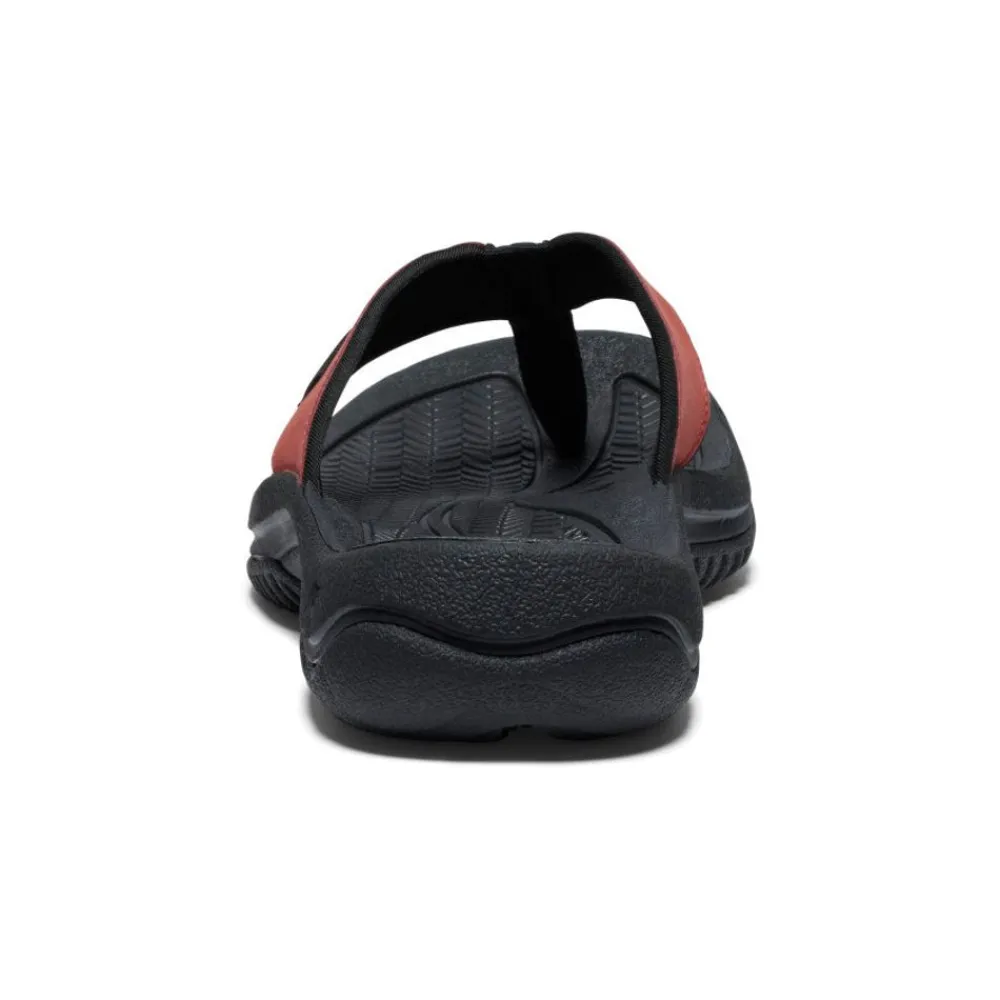 Hot Men'S Kona Leather Flip-Flop | Fired Brick/Black Men Slip-Ons