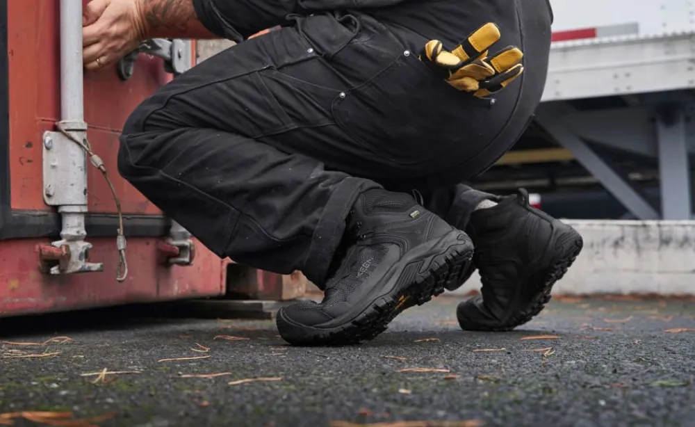 Online Men'S Reno Kbf Waterproof Mid (Soft Toe) | Black/Black Men Work Boots & Shoes