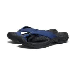 Fashion Men'S Waimea Leather Flip-Flop | Naval Academy/Black Men Slip-Ons