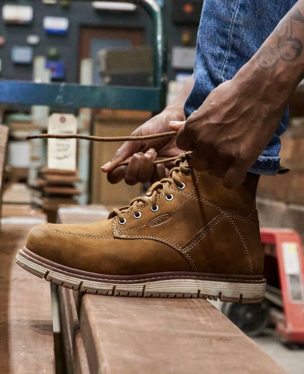Fashion Women'S San Jose 6" Waterproof Boot (Aluminum Toe) | Almond/Gum Women Work Boots & Shoes