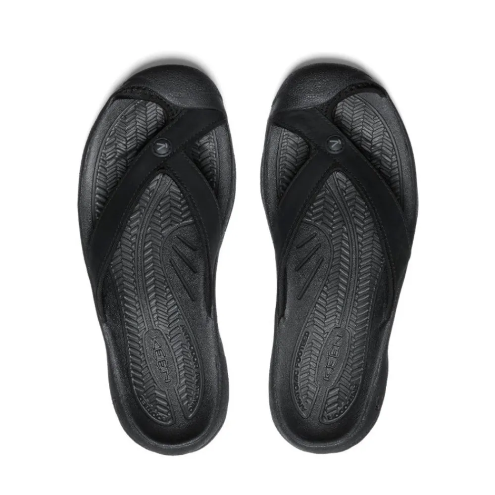 Discount Women'S Waimea Leather Flip-Flop | Black/Black Women Slip-Ons
